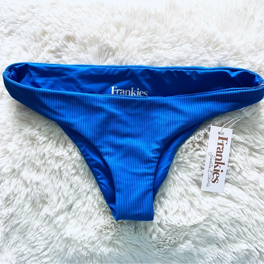 NWT Frankie’s Cobalt Royal Blue Ribbed Cheeky Bikini Bottom